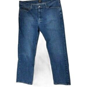 Lee Mens Jeans Size 40x30 Stretch Regular Fit Tapered Leg Med Wash